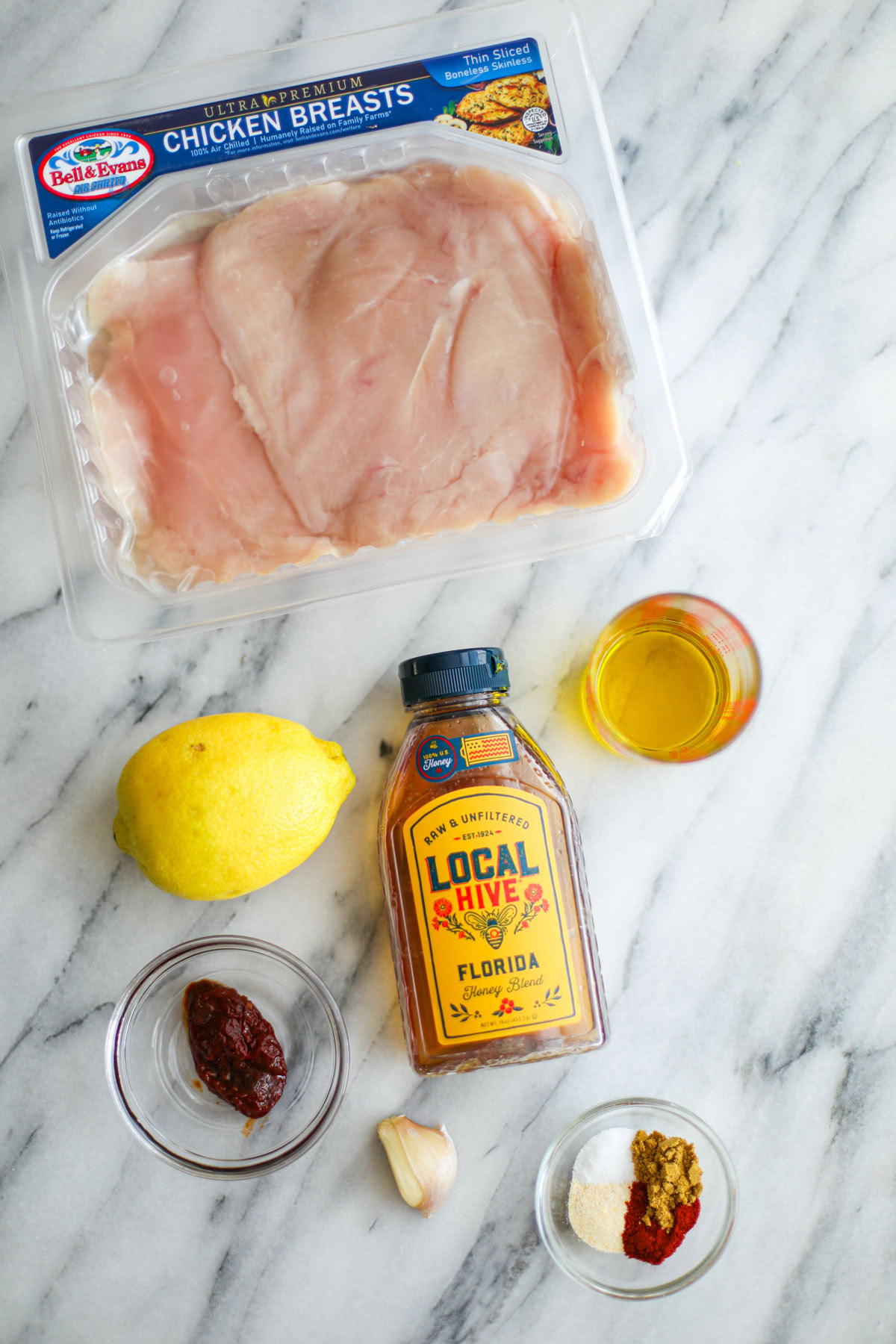 Ingredients to make chipotle chicken marinade.