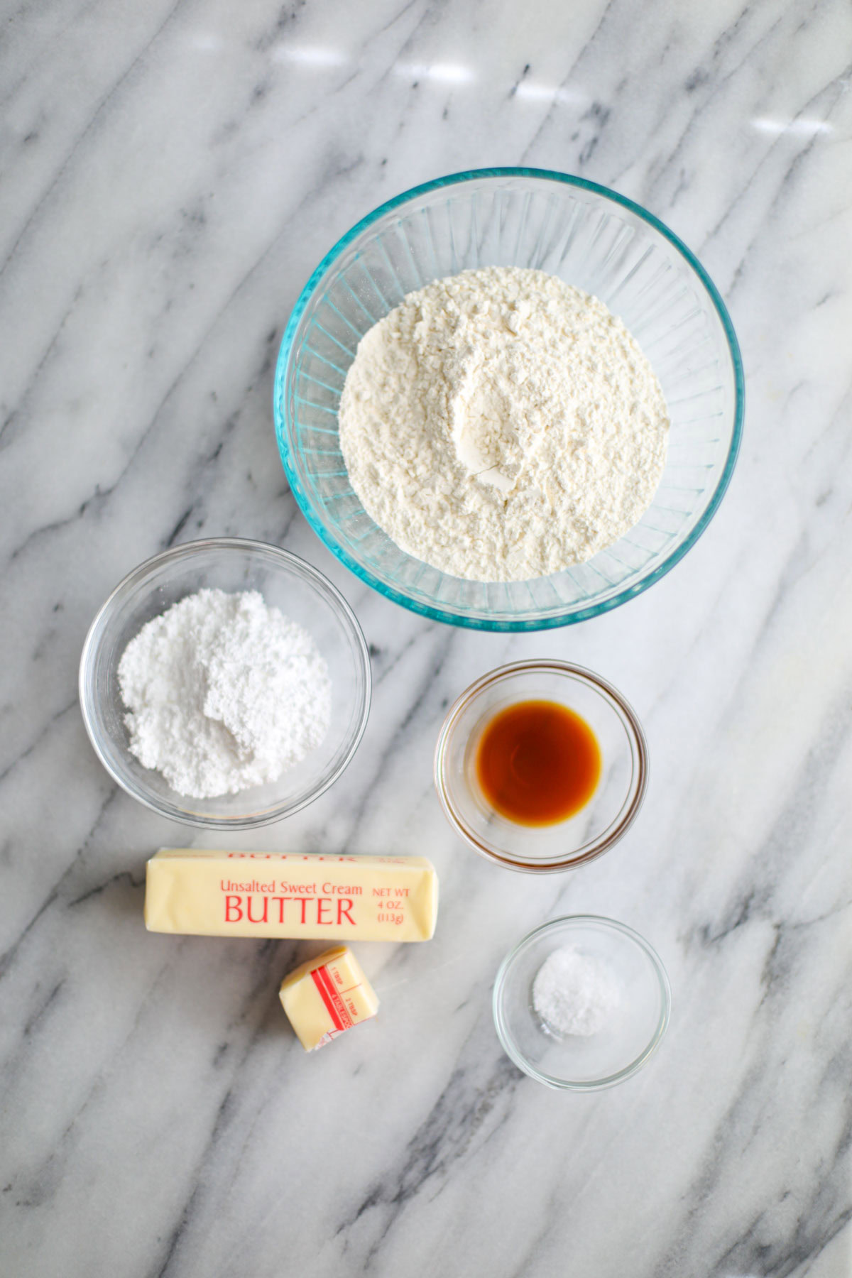 Shortbread crust ingredients.