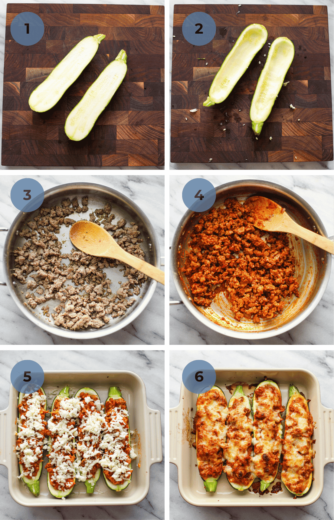 How to make sausage stuffed zucchini boats instructions.