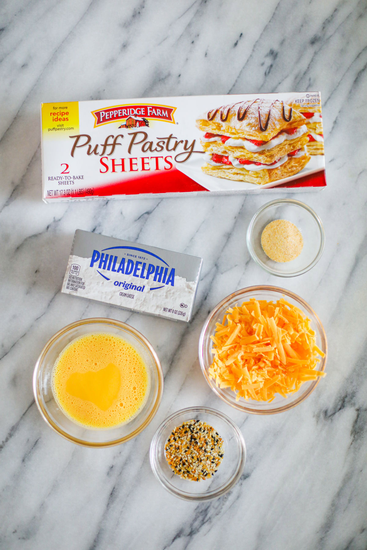 Ingredients to make the puff pastry twists. 