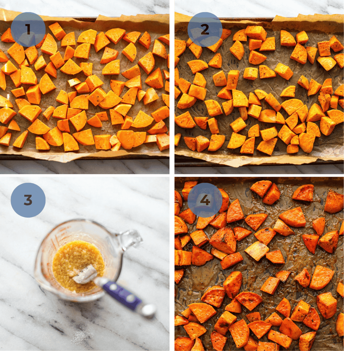 How to make maple dijon sweet potatoes steps.