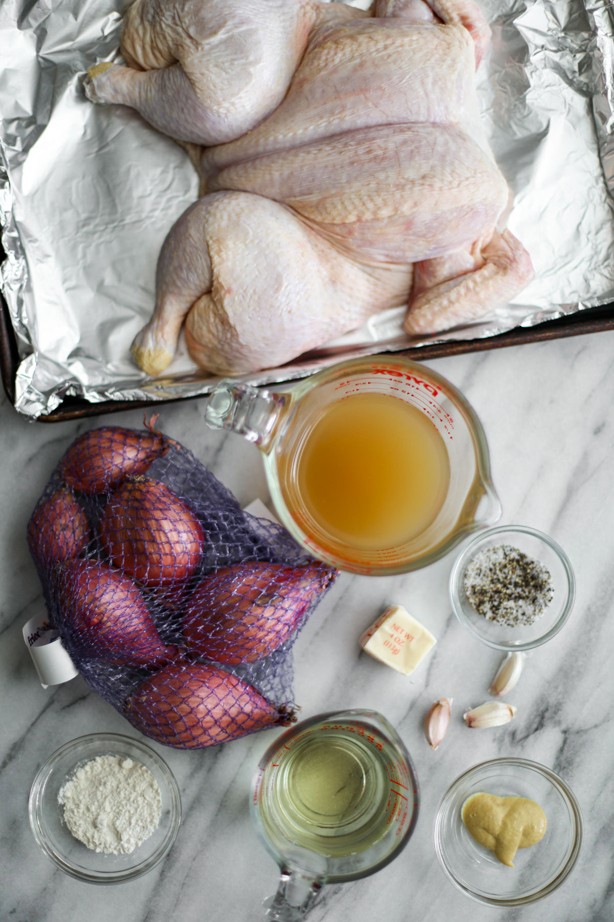 Ingredients spread on the counter top.
